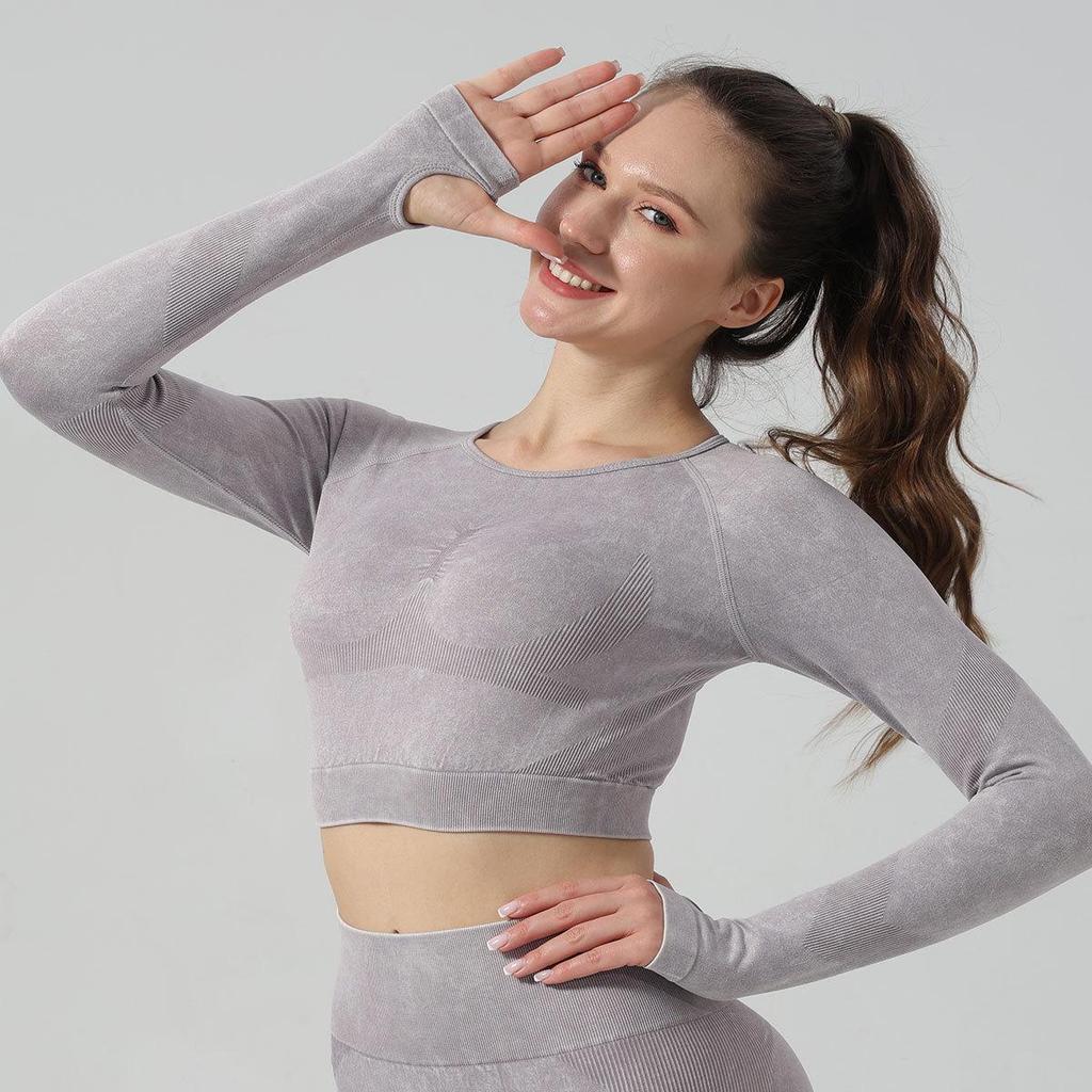 Zestaw do jogi dla kobiet z wysokim stanem: Spodnie podnoszące biodra i top z długim rękawem