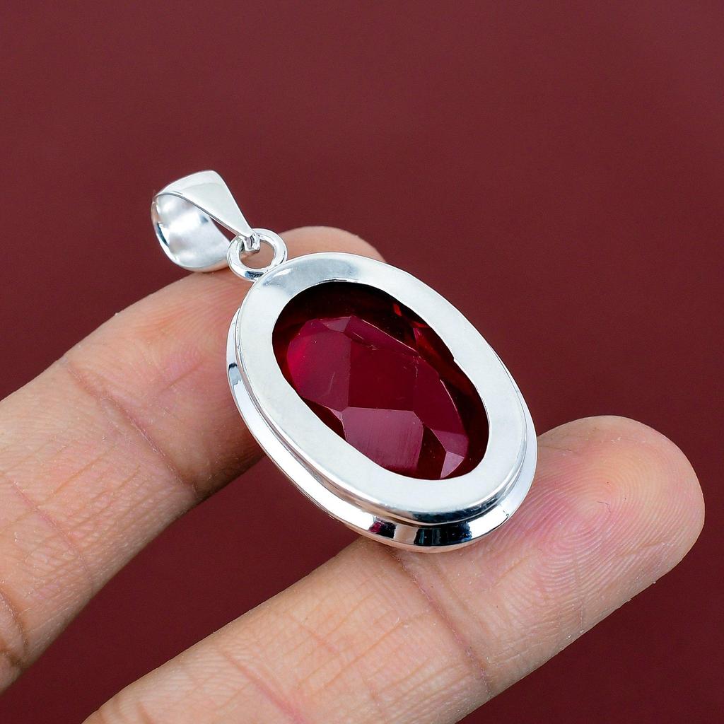 Faceted Mozambique Garnet Pendant Gemstone Pendant Elegant Jewelry 925 Sterling Silver Pendant Handmade Pendant Gifts for Her Women Jewelry