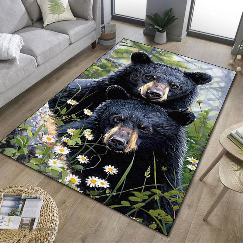 Black bear Rug - Home carpet Office Decorative Carpet For Living Room Bedroom Door Mat Floor Rug Computer Chair Area Rug
