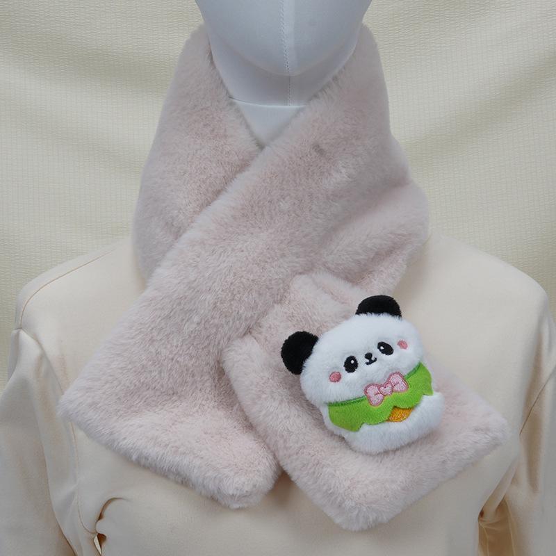 Children's Cartoon Panda Plush Scarf - Warm, Windproof Neck Gaiter for Autumn/Winter Boys & Girls.