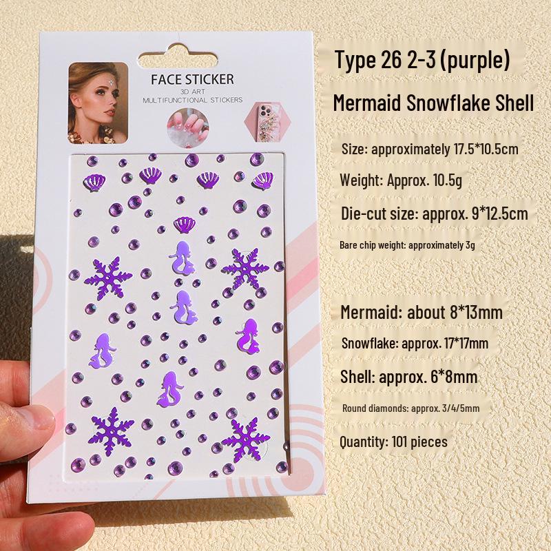 3D Butterfly & Star Face Sticker Set with Rhinestones & Pearls for Kids
