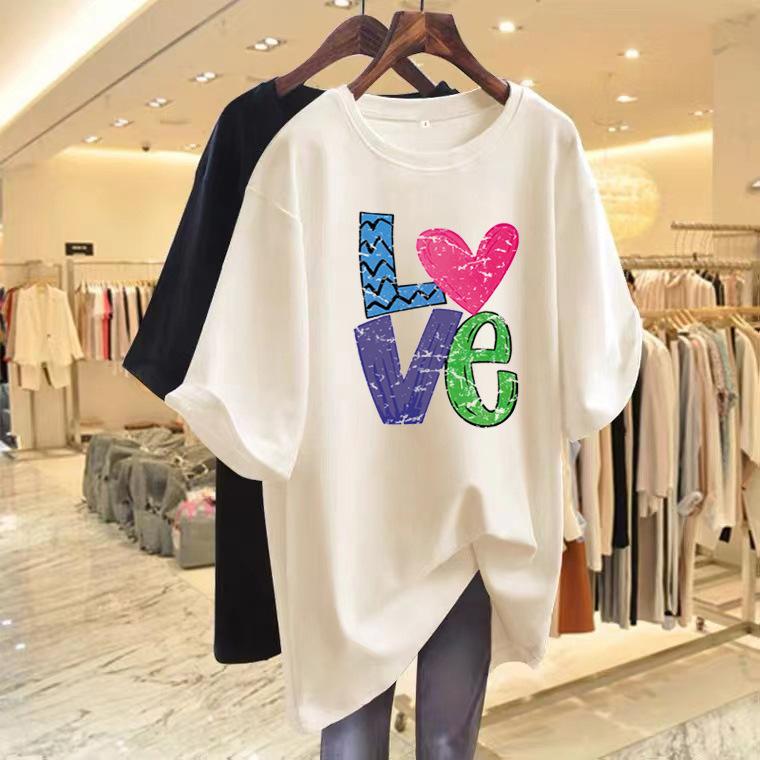 

2025 pure cotton medium and long short-sleeved T-shirt women s niche design sense summer new loose top ins XL абрикосовий