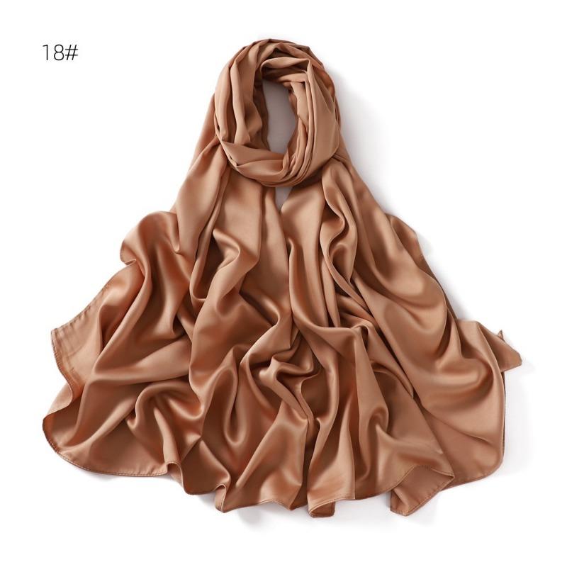 Summer New Carf Matte Satin Monochrome Long Scarf, Satin Imitation Silk Solid Color Long Silk Scarf Headscarf