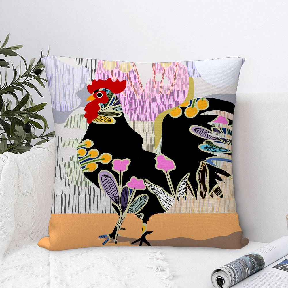 

Rooster Doodle Art Pillow Case Sofa Decorative Home Double-sided Print Plush Square Throw Pillow Covers Cushion Decor Cover 12x12in 30x30cm