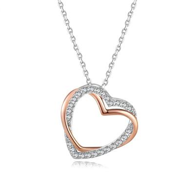 Immobird Double Heart Necklace for 5A Popular Gift for Jewelry That Expresses Love Women, Zirconia, Hypoallergenic, Women,