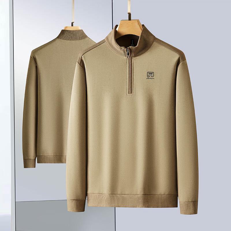 

Мужской свитер большого размера с воротником-стойкой и молнией до середины XL