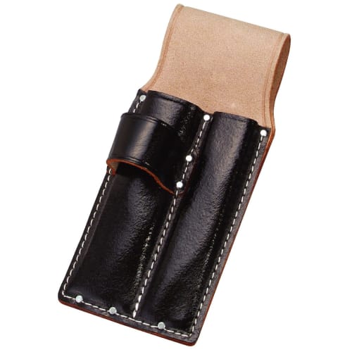 KOZUCHI Black Split Leather Chisel Case (2 pieces) for 1 inch and 1.5 inch thick chisels, SC-15