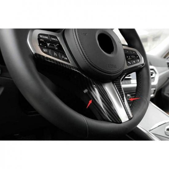 Car Steering Wheel Frame Cover Trim For BMW 5 Series G30 2018-2022 Carbon Fiber