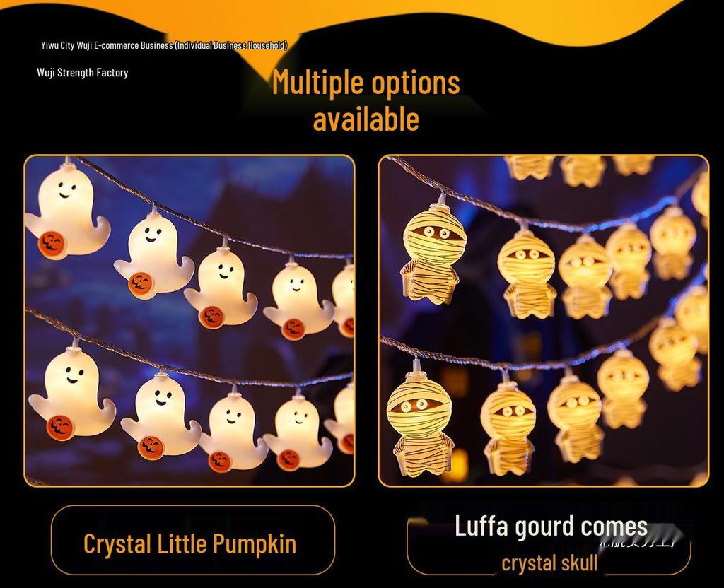Light-Up Pumpkin String Lights for Halloween Decor and Party Ambiance