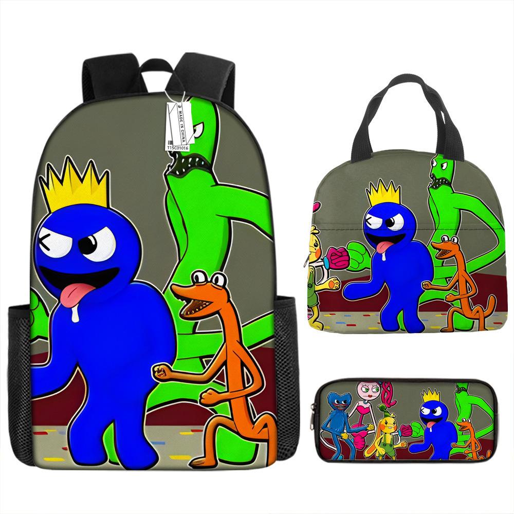 Rainbow Friends School Bag Rainbow Friends Backpack Three-piece Set for Elementary School Students Large Capacity Cartoon Computer Bag