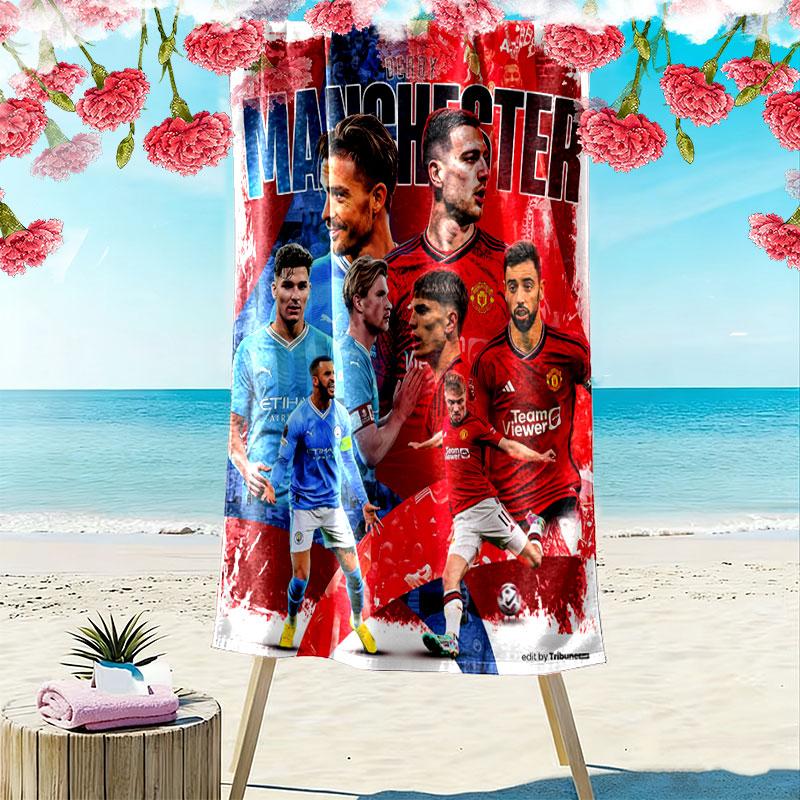 ManUtd Print Beach Towel, Large Soft Quick Dry Towel for Beach Camping Swimming