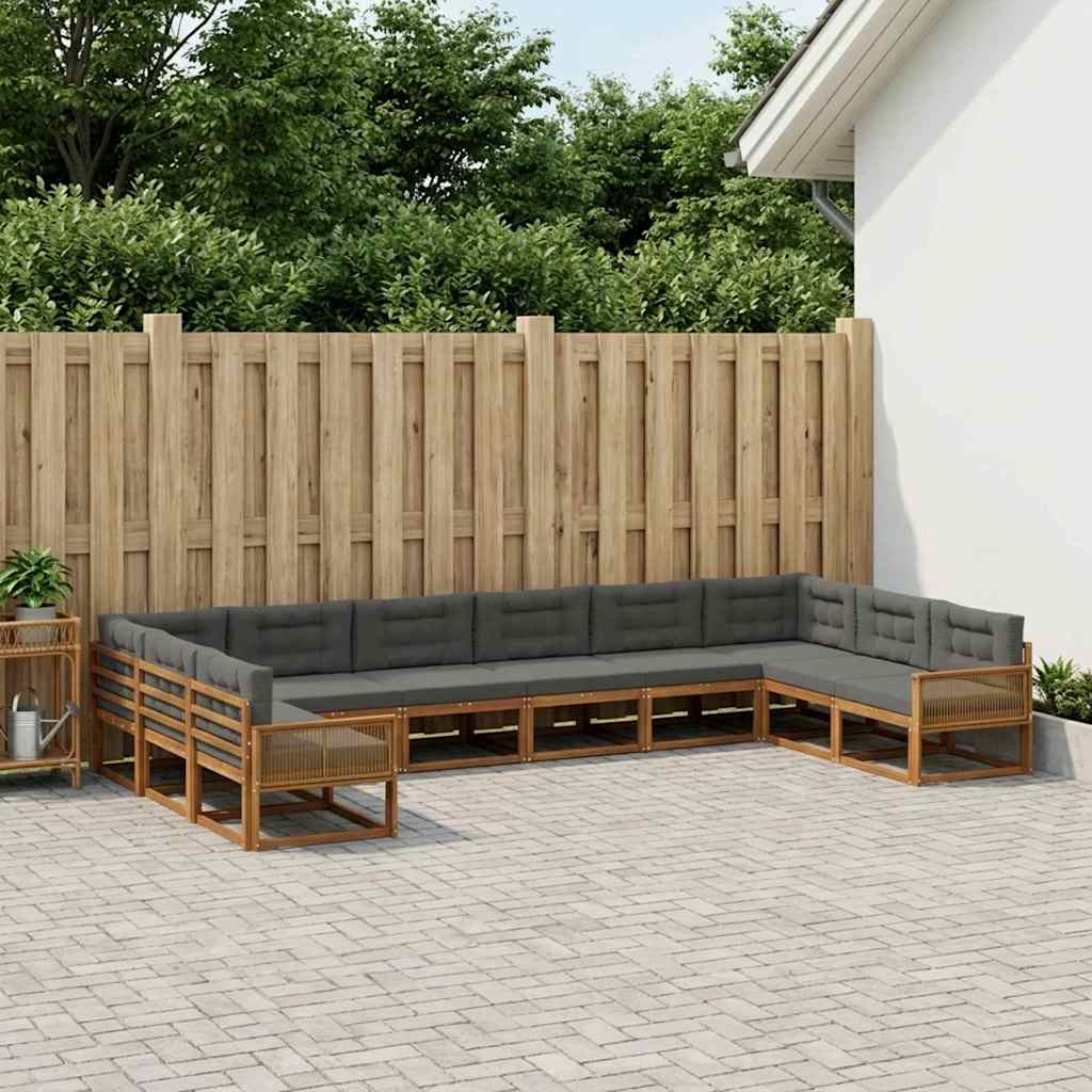 Outdoor Sofa Set with Cushions 10 pcs Natural and Anthracite