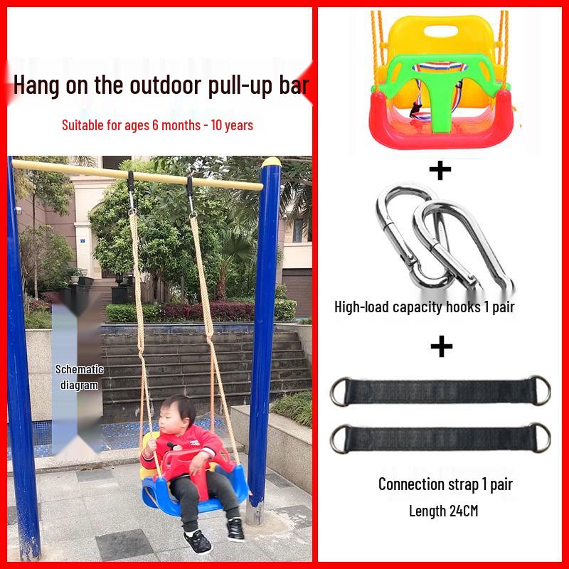 Children's Outdoor/Indoor Hanging Swing Chair with Rope and Single Bar