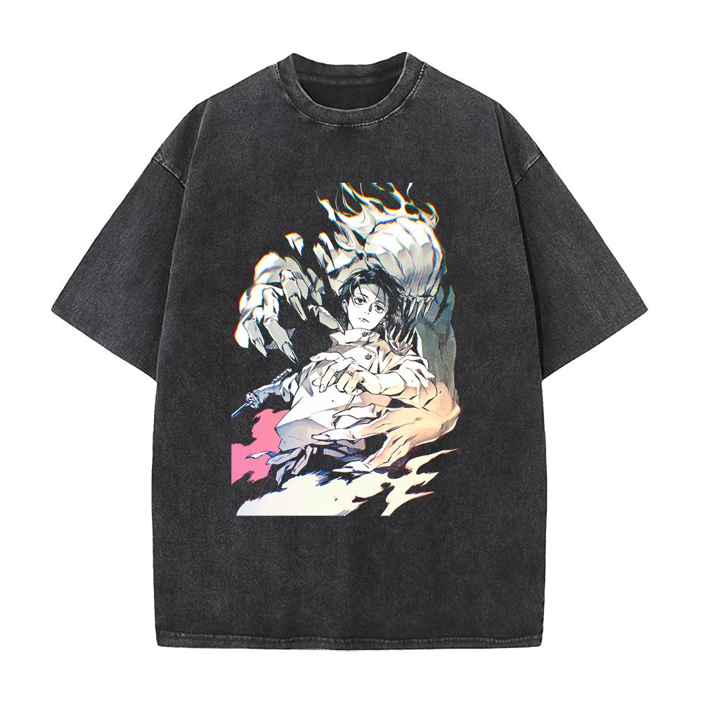 Okkotsu Yuta Orimoto Rika Printed Tee Anime Jujutsu Kaisen Tshirt Men Women Retro Washed T-shirts Harajuku Casual Cotton T Shirt