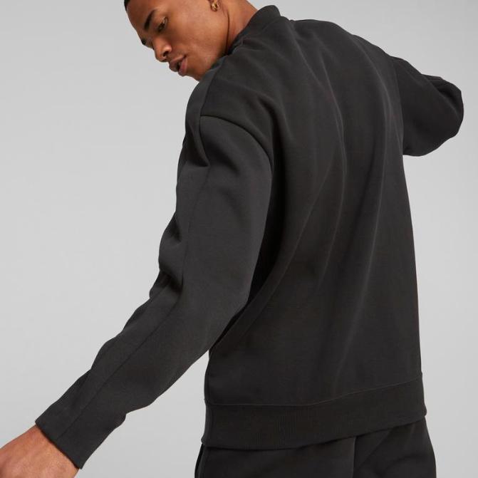 Puma T7 Solid Color Casual Crew Neck Long Sleeve Sweatshirt Men sweatshirt Black 539483-01