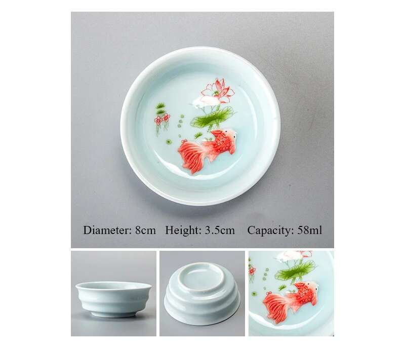 Chinese  Tea Cup Porcelain Celadon Fish Tea cup Set Teapot Drinkware Ceramic China Kung Fu Tea Set Ceramic cup Chinese