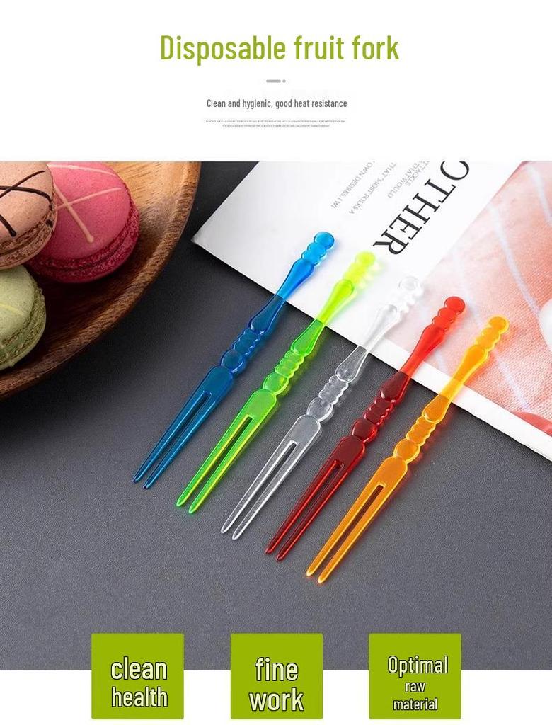 Individually Wrapped Disposable High-End Clear Plastic Fruit & Dessert Forks