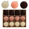 12 Pcs Velvet Christmas Ball Ornaments 2.4 Inches Flocked Shatterproof Plastic Balls Xmas Tree Hanging Decorations for Holiday Party Home Decor