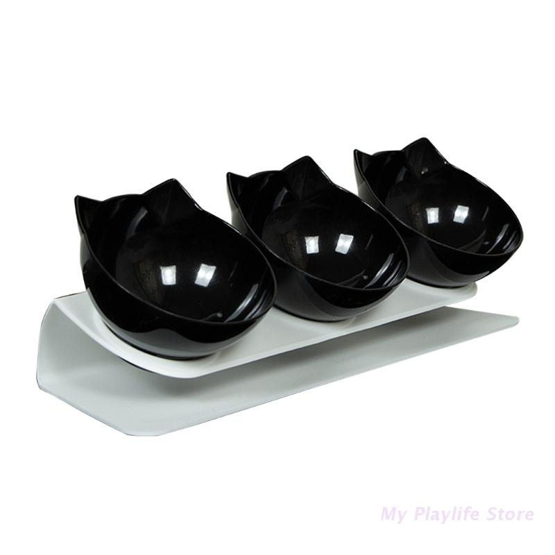 Cats Dog Feeding Dish Bowl 15° Tilted Food Drinking Water Bowls Neck Guard Raised Feeder for Puppy and Kitten Pet Feeding