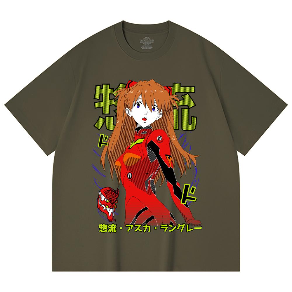 230 Gsm 100% Cotton Evangelion V10 Asuka Print Unisex Heavy Cotton T Shirt
