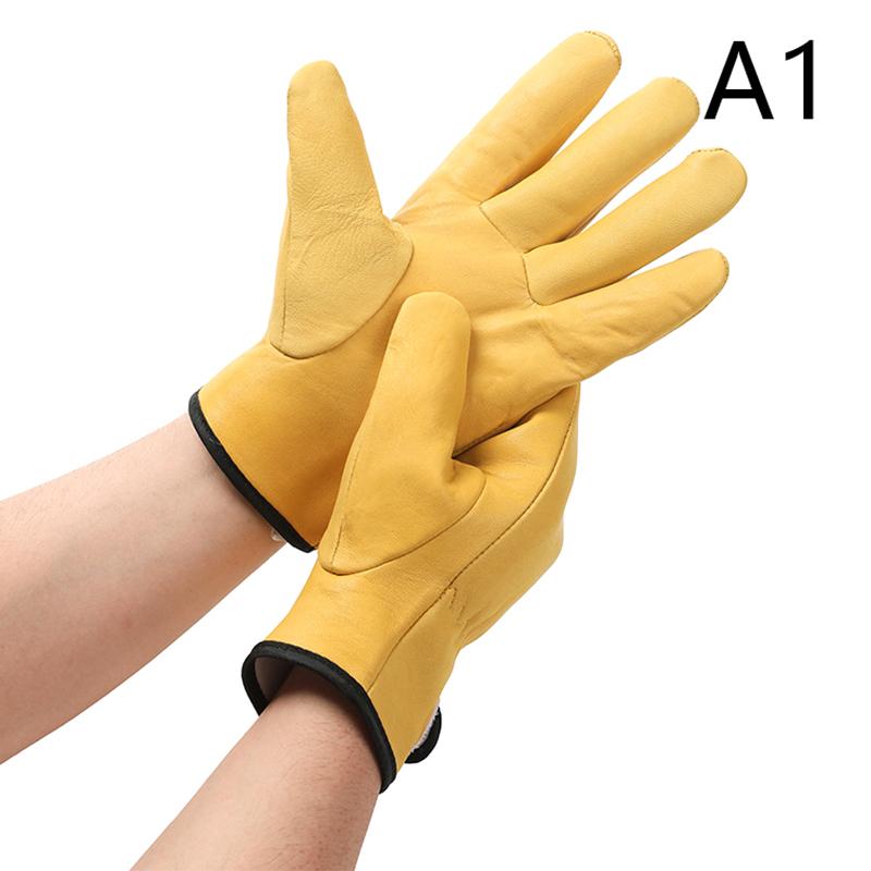Work Gloves Sheepskin Leather Workers Work Welding Safety Protection Garden Sports Moto Driver Welder Wear-Resistant Gloves
