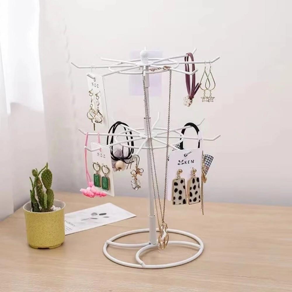 

Round Jewelry Display Rack 2 Tier Storage Rack New Jewelry Tree Stand for Necklaces Earring black-30cm