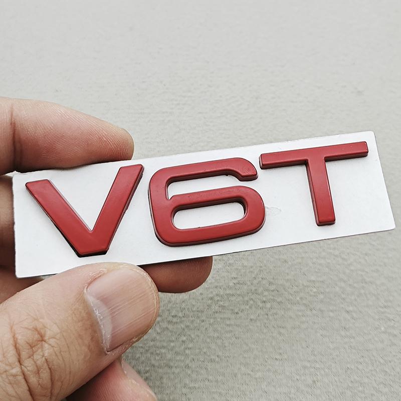 3D Metal Car Sticker Fender Side Badge Logo V6T V8T Rear Trunk Emblem Decals For Audi S4 S5 S7 A6 SQ7 SQ5 Q8 S8 Auto Accessories