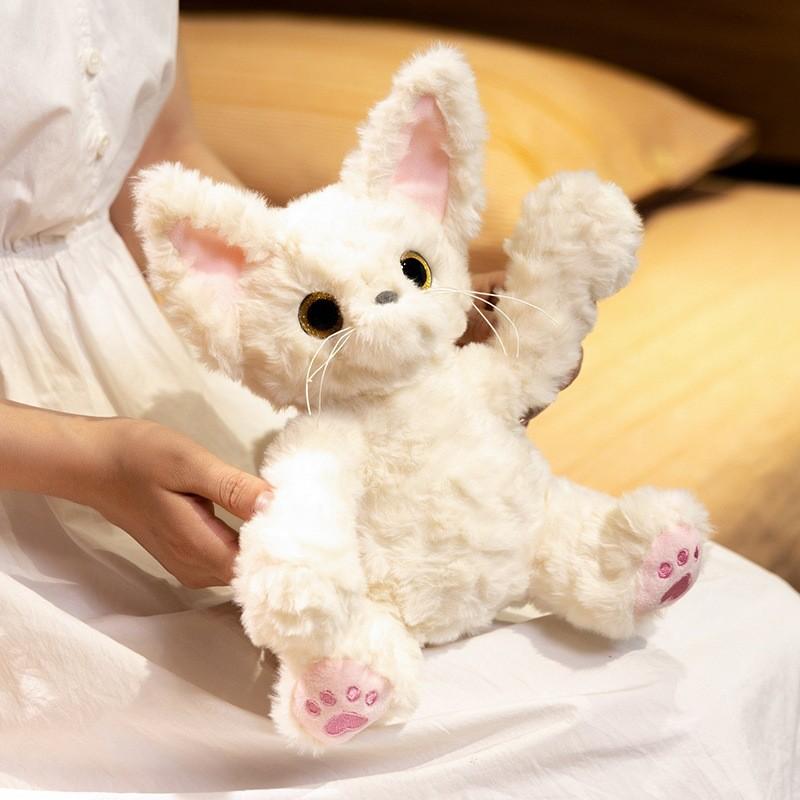 Simulated White German Cat Cartoon Plush Toy Doll  For Gift And Decoration