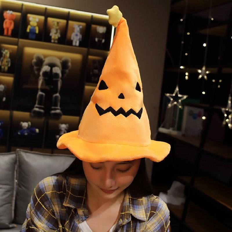 Halloween Hat Grimace Pumpkin Decoration Plush Toy Desktop Ornament Cap Props