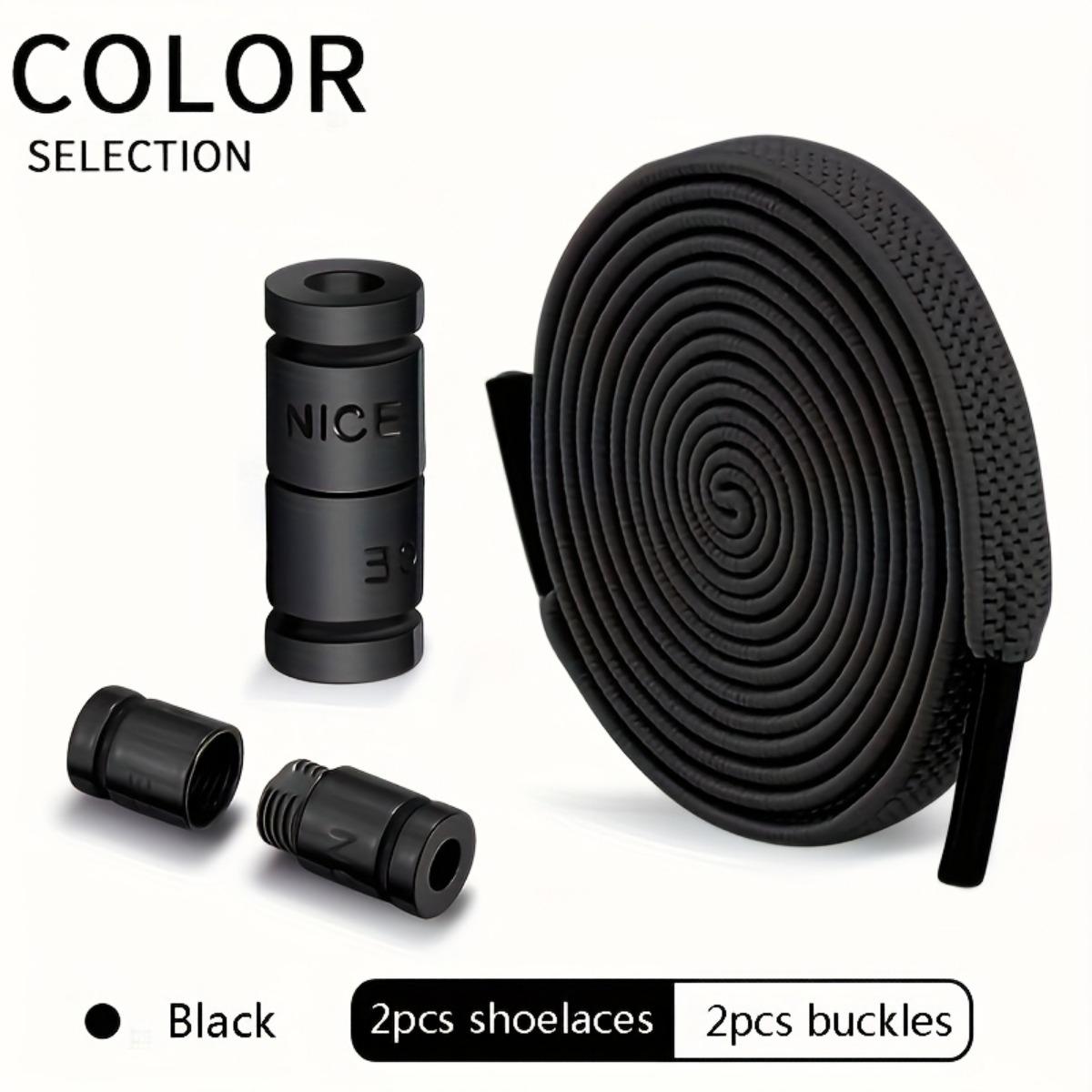 

Эластичные шнурки с фиксацией без узлов, 1 пара — легкий ацетат, спортивный стиль, с монограммой, легко завязывать, можно стирать вручную чёрный