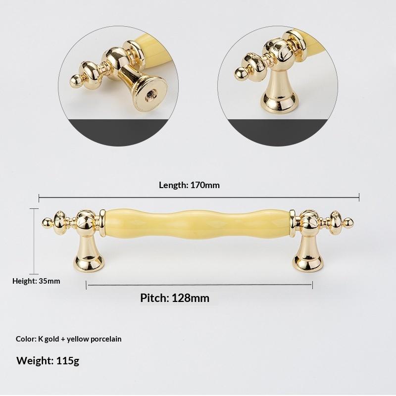 Modern Colored Ceramic Furniture Handle Golden Wardrobe Cabinet Handles Closet Door Knob Dressing Table And Drawer Pull Hardware