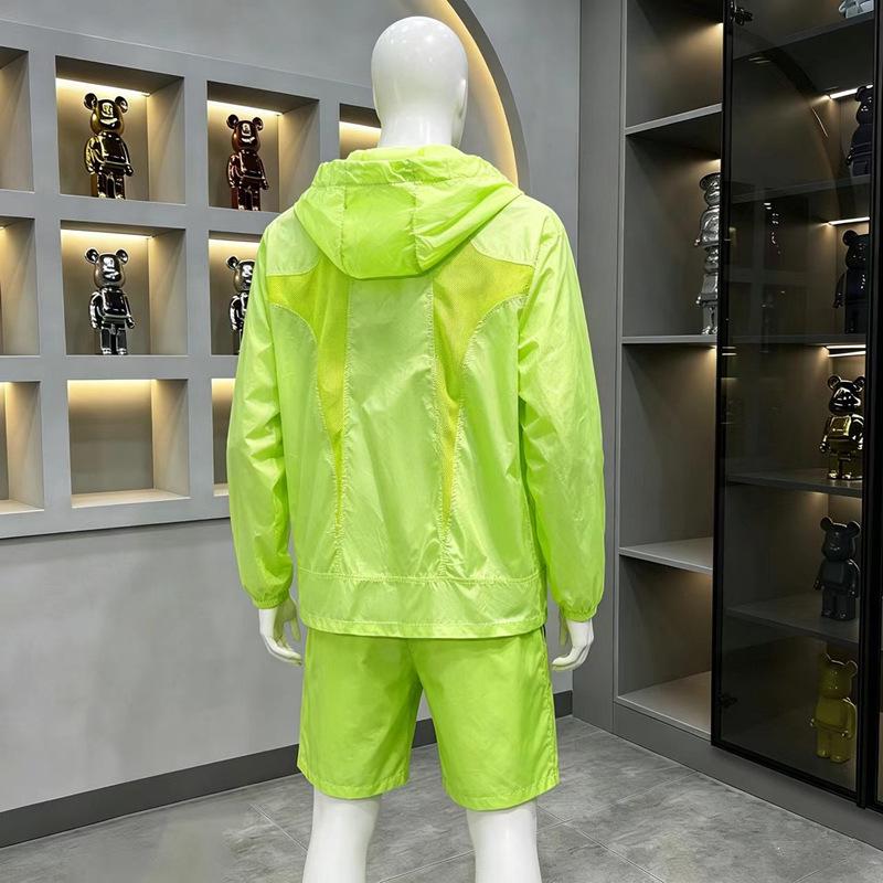 Men's Plus Size Summer Sports Sun Protection Set: Quick-Dry Breathable Loose Shorts & Jacket
