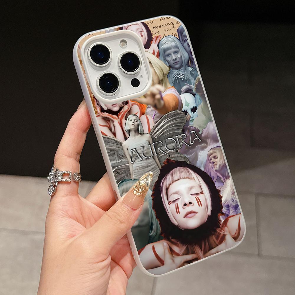 Aurora Aksnes Jelly Double layer White Mobile Phone Case for iPhone 17 16 15 14 13 12 11 Air Pro Max Plus Protective