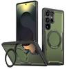 Armor Magnetic Case For Samsung Galaxy S25 Ultra Edge S24 FE S23 Plus S22 S21 Pressure Relief 360° Rotating Bracket Phone Cover