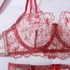 Sexy Sheer Lingerie Set for Women Floral Embroidery Multi-strap Bra Set Adjustable Split Lingerie Set