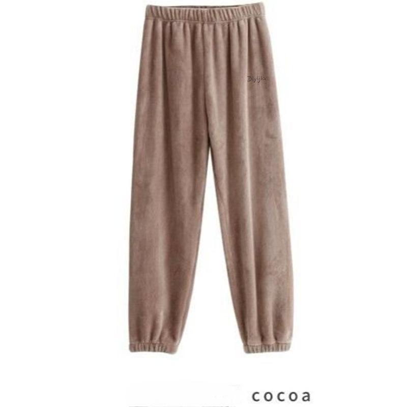 

Теплые спортивные штаны женские зимние теплые коралловые флисовые повседневные свободные пижамные штаны домашние студенческие ленивые штаны Onesize какао