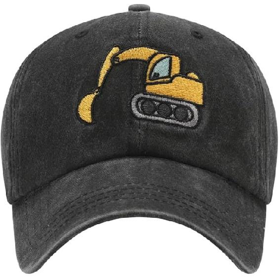 Excavator Toddler hat Kids Baseball Cap Washed Vintage for Boys Girls Age 2-8