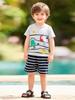 Summer Boys' Short Sleeve Dinosaur Set - Cute Cartoon Design