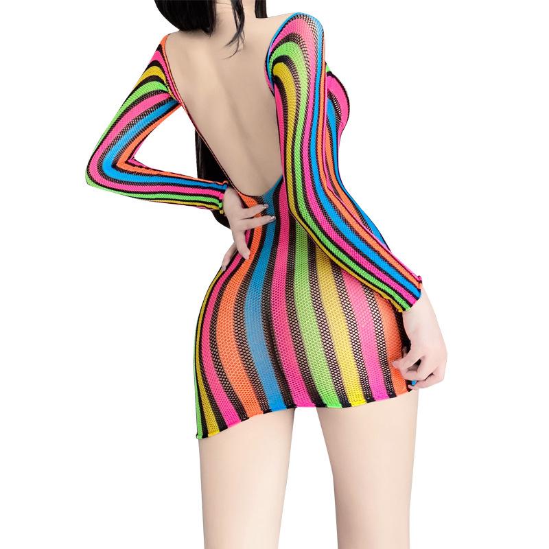 Transparenter Cut-Out Bodysuit mit Strümpfen mit offenem Schritt - Sexy Dessous-Set