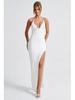 2024 Sexy Backless Slit Suspender Dress: European & American Pleated Slim Fashion