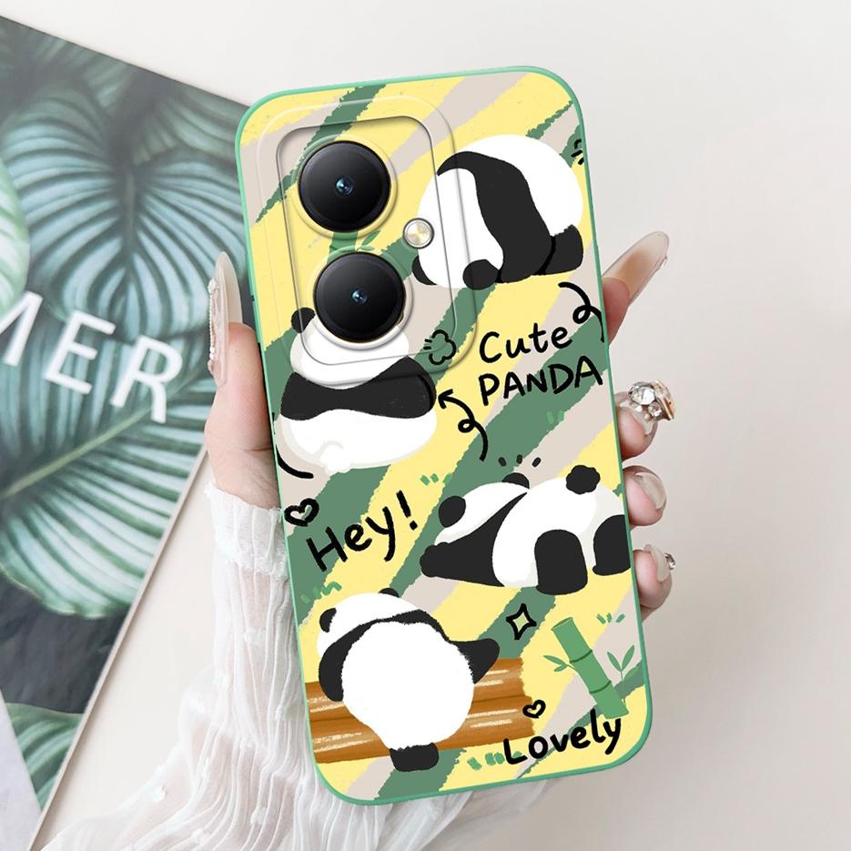 For Vivo Y27 4G Case V2249 Lovely Panda Cartoon Cover Shockproof Soft Silicone Phone Case For Vivo Y27s Y 27 S VivoY27 5G Bumper
