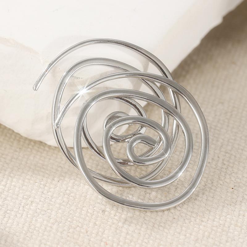 Concise Vintage Silvery Plated Spiral Hoop Earrings for Women Handmade Bohemian Style Circular Earrings Daily Versatile Jewelry
