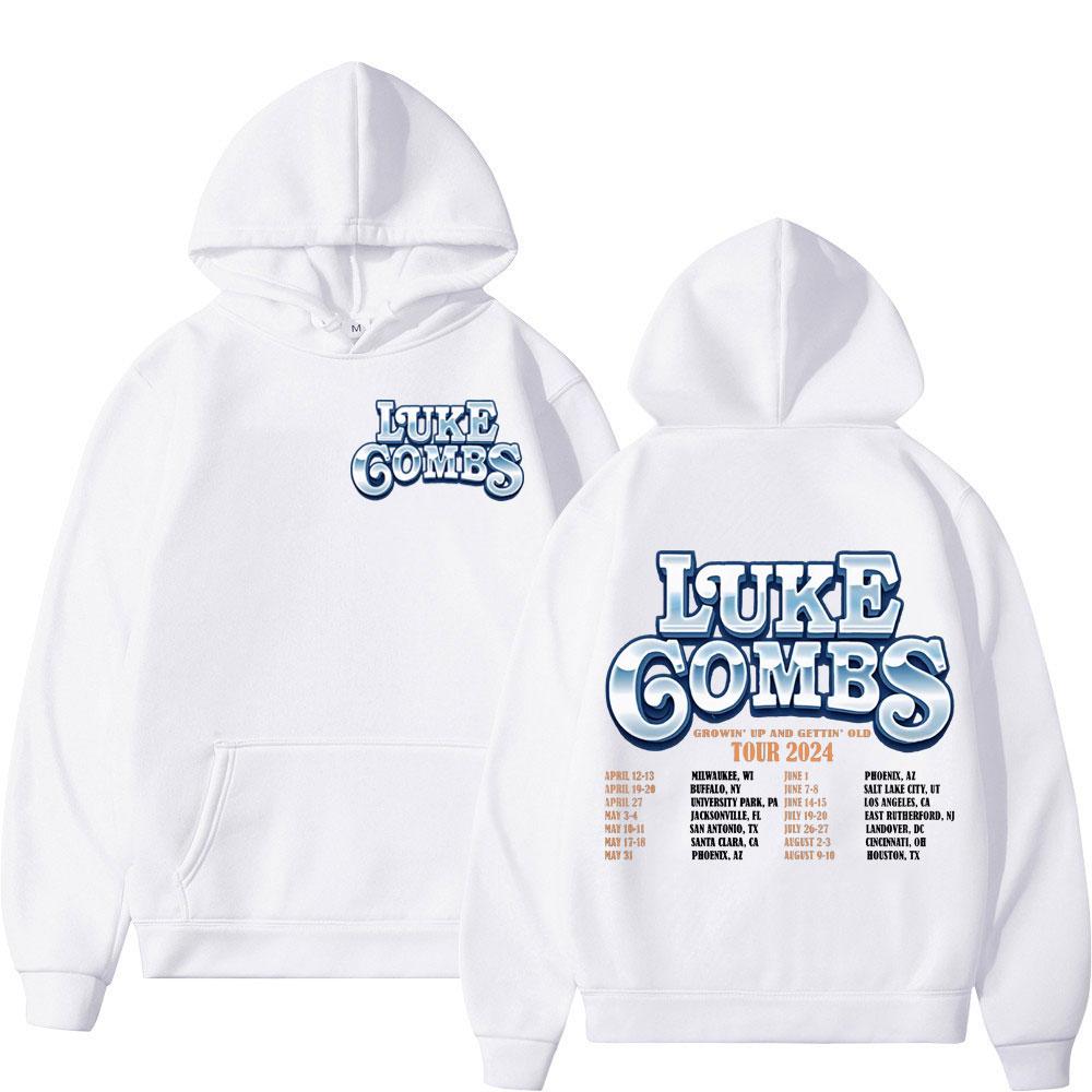 Luke Combs Tour 2025 printed men's and women's fashionable hip-hop retro pullover for autumn and winter casual long sleeved hooded sweatshirt