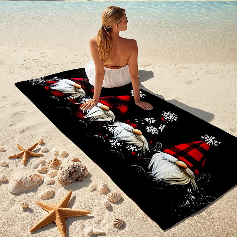 1Pc Christmas Gnome Parade Beach Towel, Quick Dry, Multi-Use for Beach Pool Gym Yoga Home Travel, Christmas, Halloween, Xmas Gift M928721
