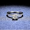 Gica Gema S925 Sterling Silver Four Claw Diamond Ring Zircon 1 Carat Women's Wedding Ring Classic Open Ring