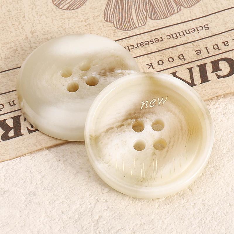 Versatile Beige Resin Coat Buttons: Summer Wear Woolen Round Four-Hole Design for Men and Women