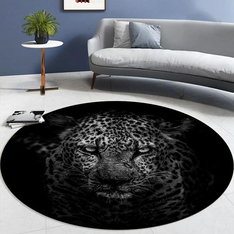 Leopard Tier Runder Teppich Wohnzimmer Kreis Teppich Haus Schlafzimmer Nachttisch Fußmatte Tierwelt Stuhlmatten Raumeingang Türvorleger