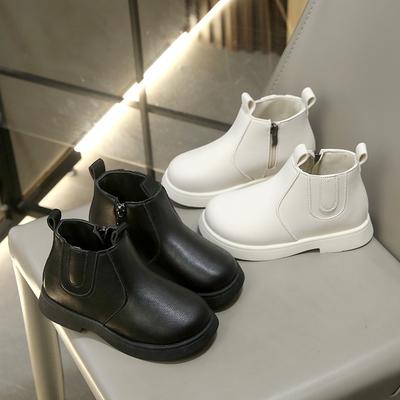 Kinder Kurze Stiefel Einfarbig Vielseitig Kinder Stiefeletten Seitenreißverschluss 2025 Mode Jungen Mädchen Lederstiefel Weiche Sohle Komfort