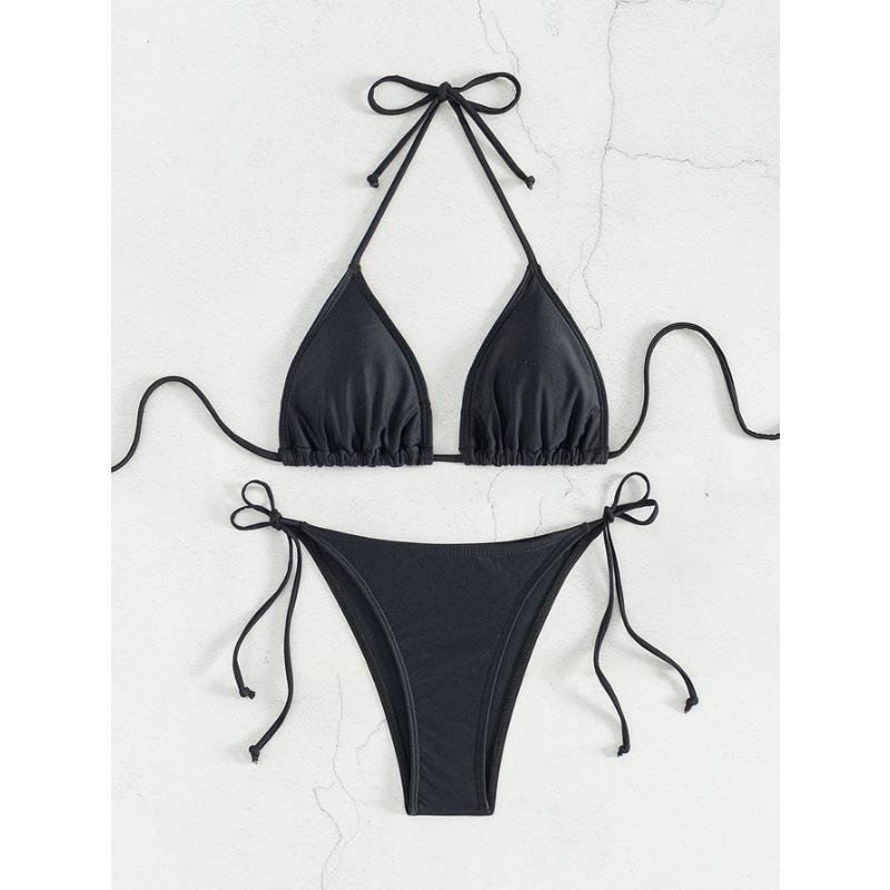 Women's Monarch Butterfly Print Triangle Bikini Set Tie Side Swimwear