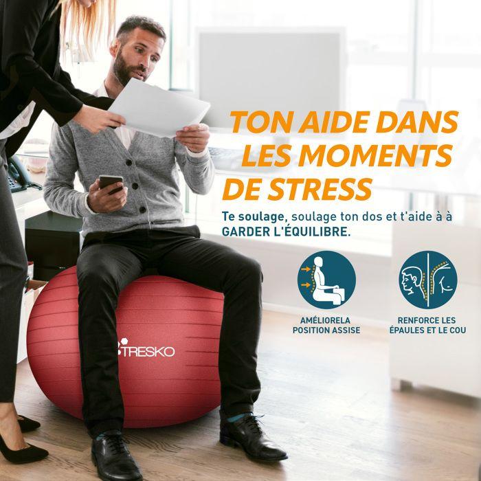 Ballon de Gymnastique - TRESKO - Rouge - 75 cm - Anti-éclatement - 300 kg